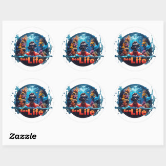 Rond Sticker de la vie marine