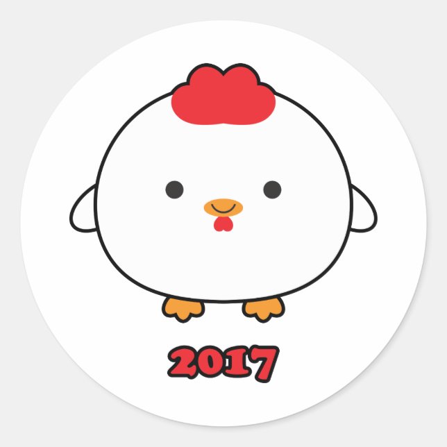 Rond Sticker de l'année du coq 2017 (Devant)