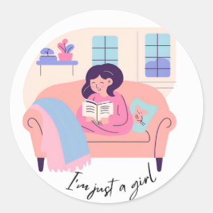 Rond Sticker de lecture "I’m Just a Girl"