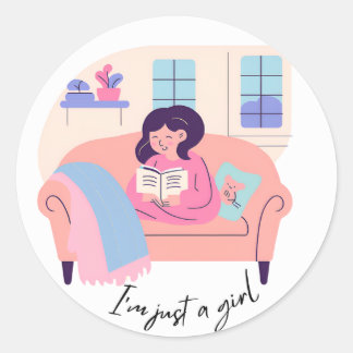 Rond Sticker de lecture "I’m Just a Girl"