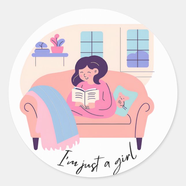 Rond Sticker de lecture "I’m Just a Girl" (Devant)