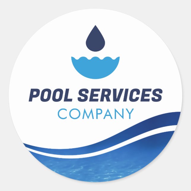 Rond Sticker de l'entreprise des services de piscine (Devant)