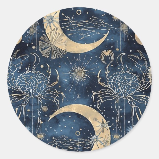 Rond Sticker de l'enveloppe du signe zodiaque du cancer (Devant)