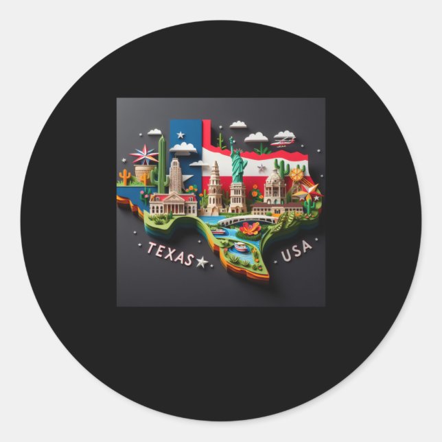 Rond Sticker De L'État Du Texas Aux États-Unis (Devant)