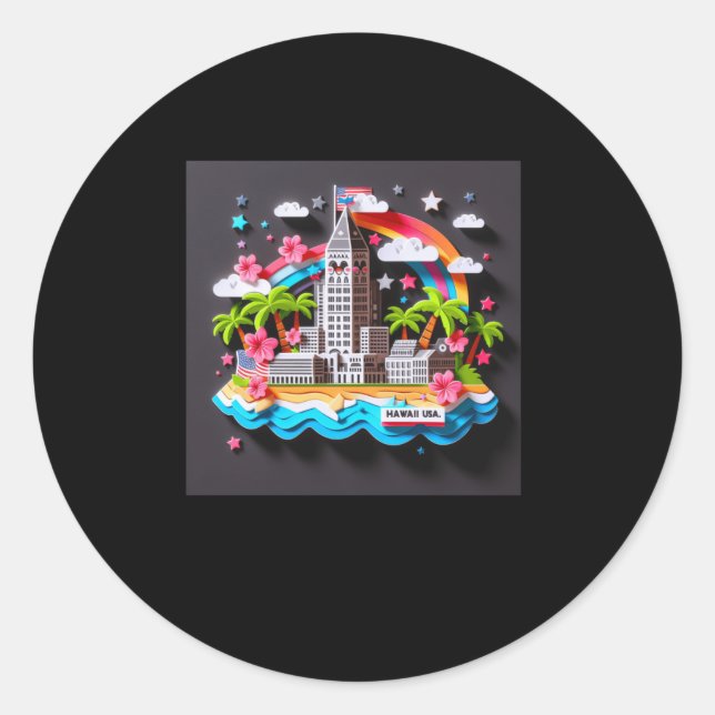Rond Sticker De L'État Hawaii Aux Etats-Unis (Devant)