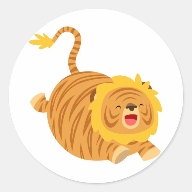 Rond Sticker de liger bondisseur de dessin mignon (Devant)