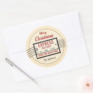 Rond Sticker de livraison spéciale Noël Vintage