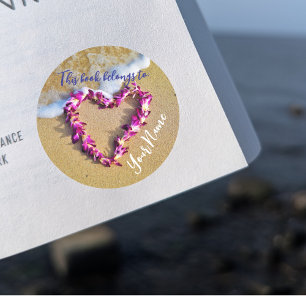 Rond Sticker de livre personnalisable Lei Heart