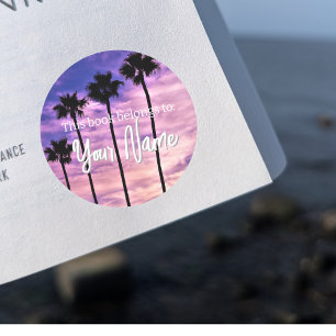 Rond Sticker de livre personnalisable Palm Tree