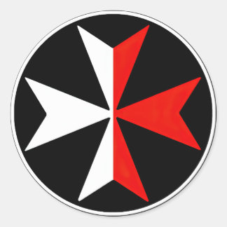 Rond Sticker de Malte Knights Cross Blanc et Rouge Malt