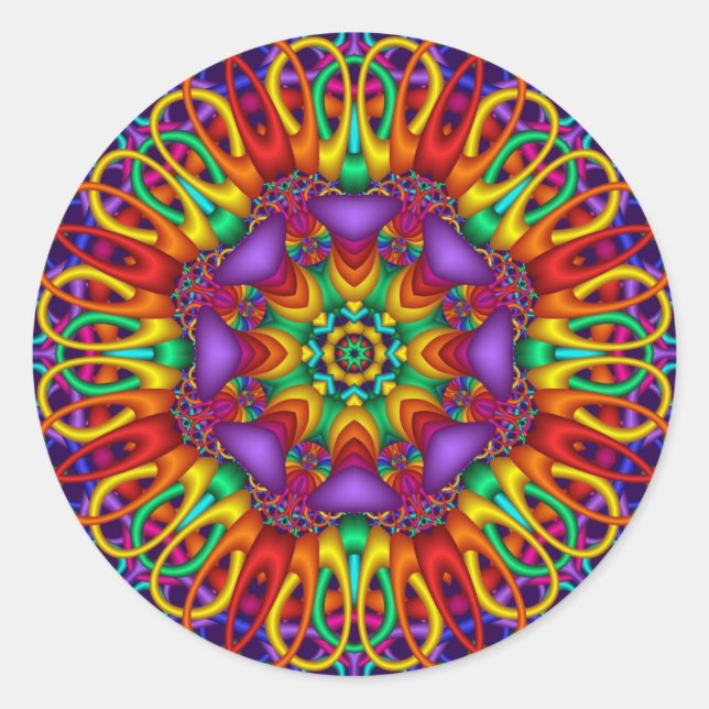 Rond sticker de mandala décoratif aux couleurs vives (Devant)