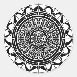 Rond Sticker de Mandala Om (noir)