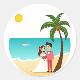 Rond Sticker de mariage de plage