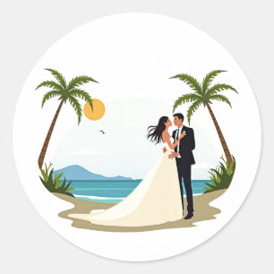 Rond Sticker de mariage Dreamy Beach