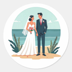 Rond Sticker de mariage Dreamy Beach