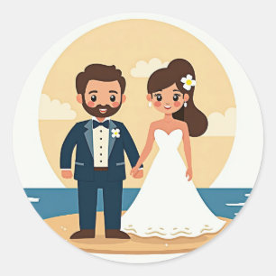 Rond Sticker de mariage Dreamy Beach