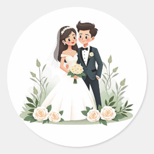 Rond Sticker de mariage élégant