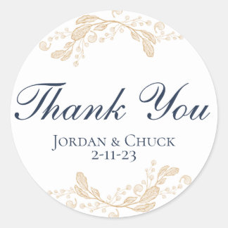 Rond Sticker De Mariage Favoris De Feuille D'Or