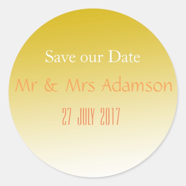 Rond Sticker de mariage Gold Elegant (Devant)