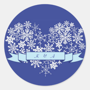 Rond Sticker de mariage hivernal avec bannière