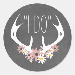 Rond Sticker de mariage inspiré Floral Antlers
