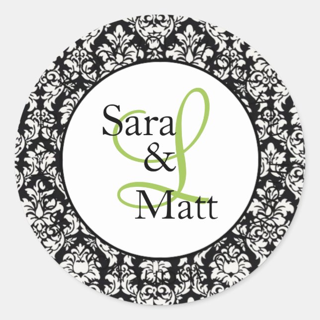 Rond Sticker de Mariage Monogramme initial (#LABL001) (Devant)