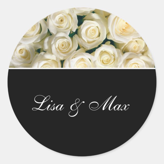 Rond Sticker de mariage personnalisé Roses (Devant)