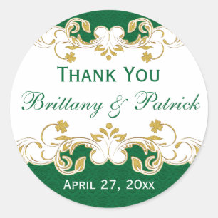 Rond Sticker de mariage préféré, vert, blanc, manuscrit