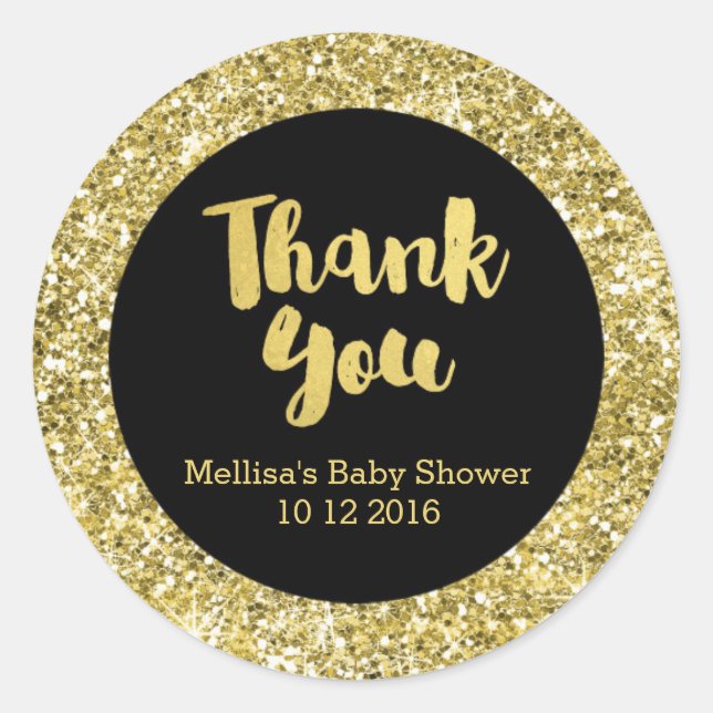 Rond Sticker de Merci de Baby shower de Parties scintil (Devant)