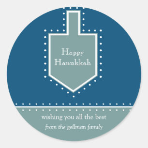 Rond Sticker de message cadeau Dreidel Hanoukka