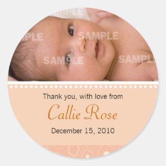 Rond Sticker de message pour bébé avec goutte d'abricot