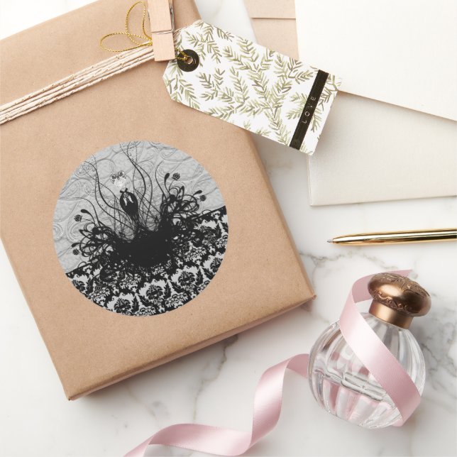 Rond Sticker de mode Diva - noir et gris (Cadeaux)