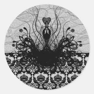 Rond Sticker de mode Diva - noir et gris