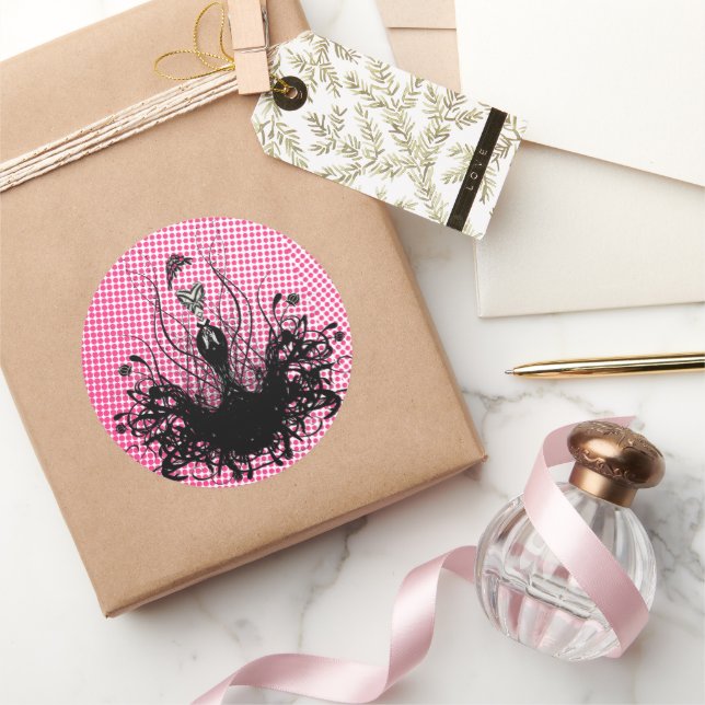 Rond Sticker de mode Diva - Raspberry Hot Bright Pink (Cadeaux)