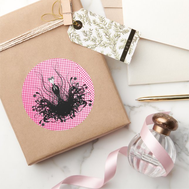 Rond Sticker de mode Diva - Raspberry Hot Bright Pink (Cadeaux)