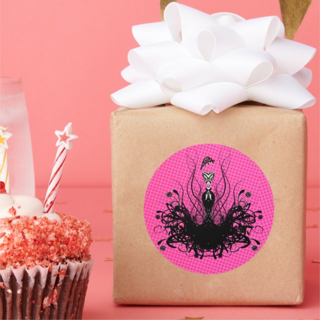 Rond Sticker de mode Diva - Raspberry Hot Bright Pink (Fête)