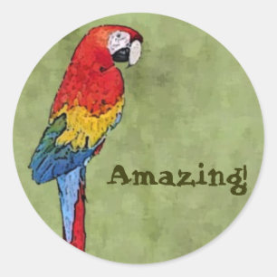 Rond Sticker de motivation EXTRAORDINAIRE avec perroque