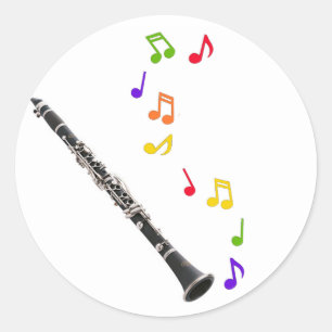 Rond Sticker de musique colorée Clarinet