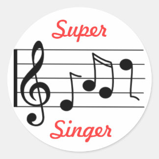 Rond Sticker de musique primaire LDS - Super Singer
