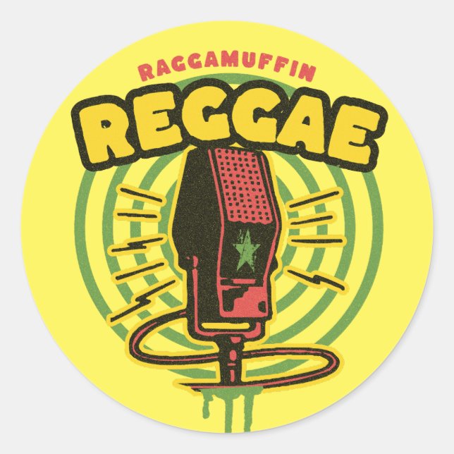 Rond Sticker de musique reggae (Devant)
