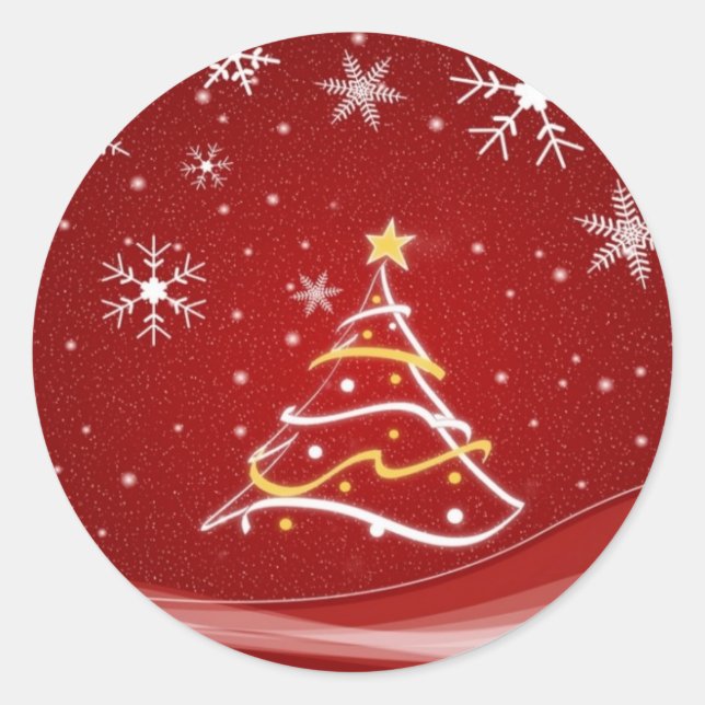 Rond Sticker de Noël Arbre (Devant)