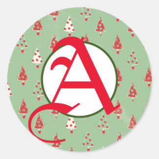ROND STICKER DE NOËL AVEC INITIALE PERSONNALISÉE