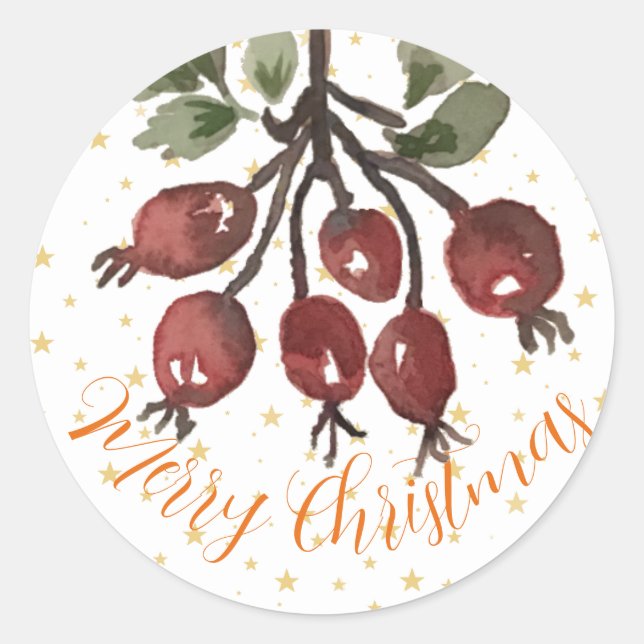 Rond Sticker de Noël Berry Joyeux (Devant)