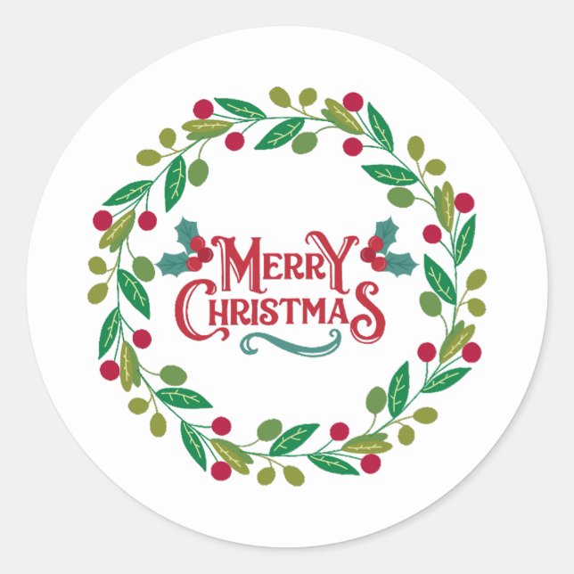 Rond Sticker de Noël blanc filé (Devant)