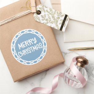Rond Sticker de Noël bleu vintage - Joyeux et lumineux!