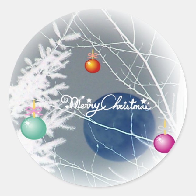 Rond Sticker de Noël Blue Moon (Devant)