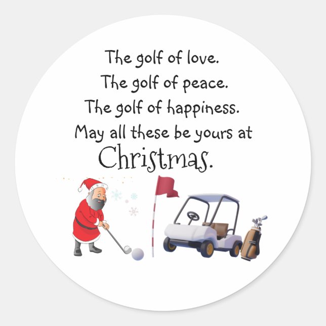 Rond sticker de Noël de golf avec la bénédiction du Pèr (Devant)