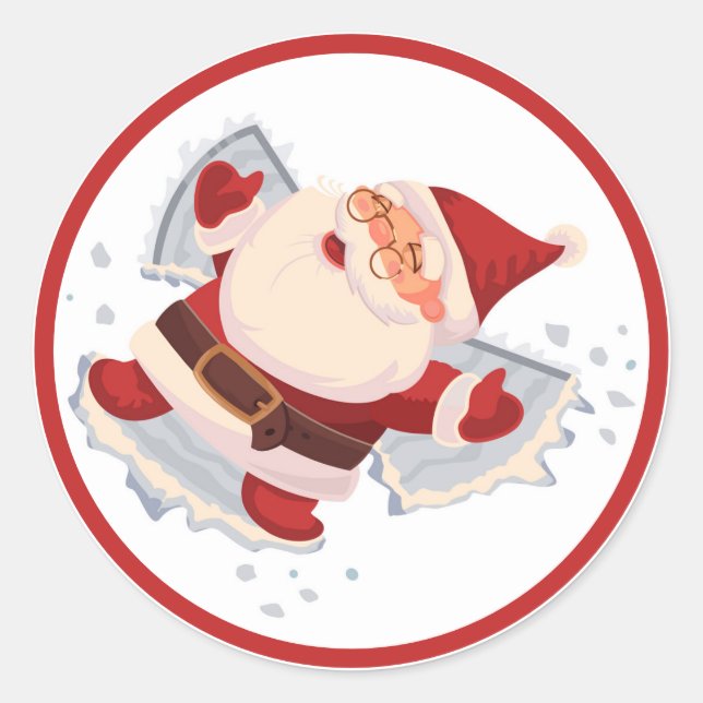 Rond Sticker de Noël de l'Ange de Neige du Père Noël (Devant)