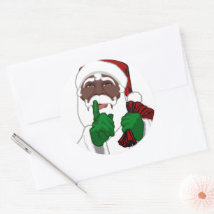 Rond Sticker de Noël de Père Noël Noir Sticker Santa Cl