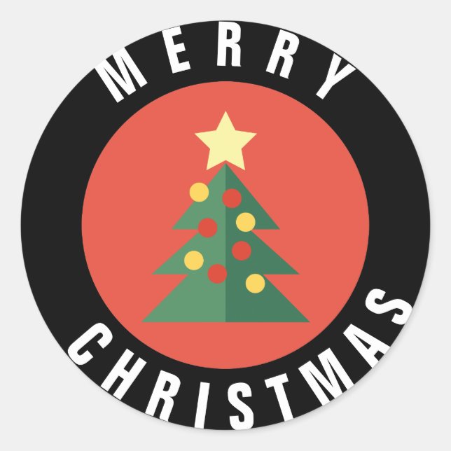 Rond Sticker de Noël Design Arbre de Noël (Devant)